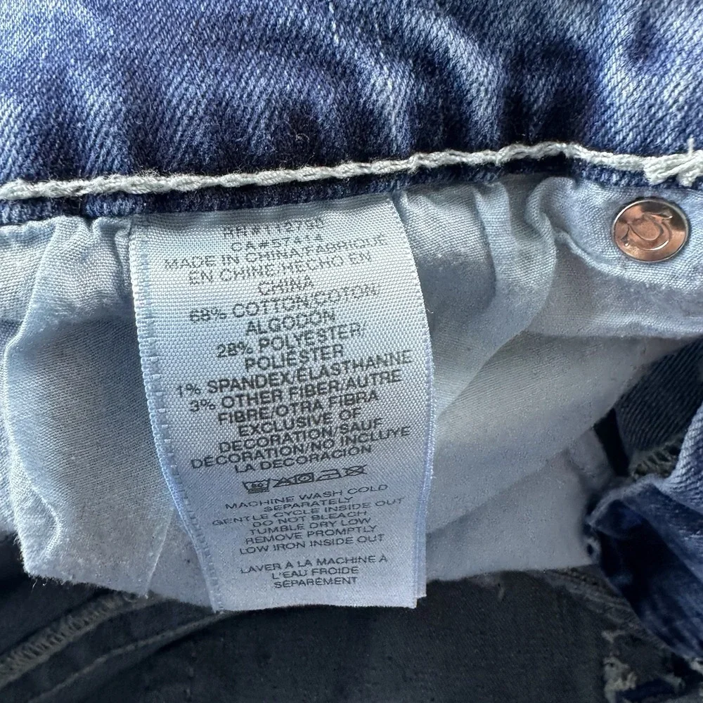 True Religion Ricky Relaxed Straight Acid Wash Cutoff Denim Shorts Mens 32